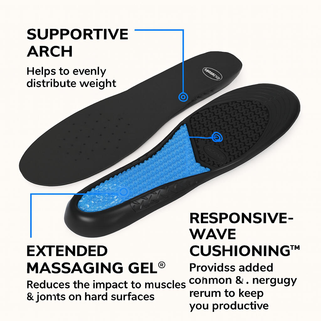 Memory foam insoles for standing all day and reducing foot fatigue